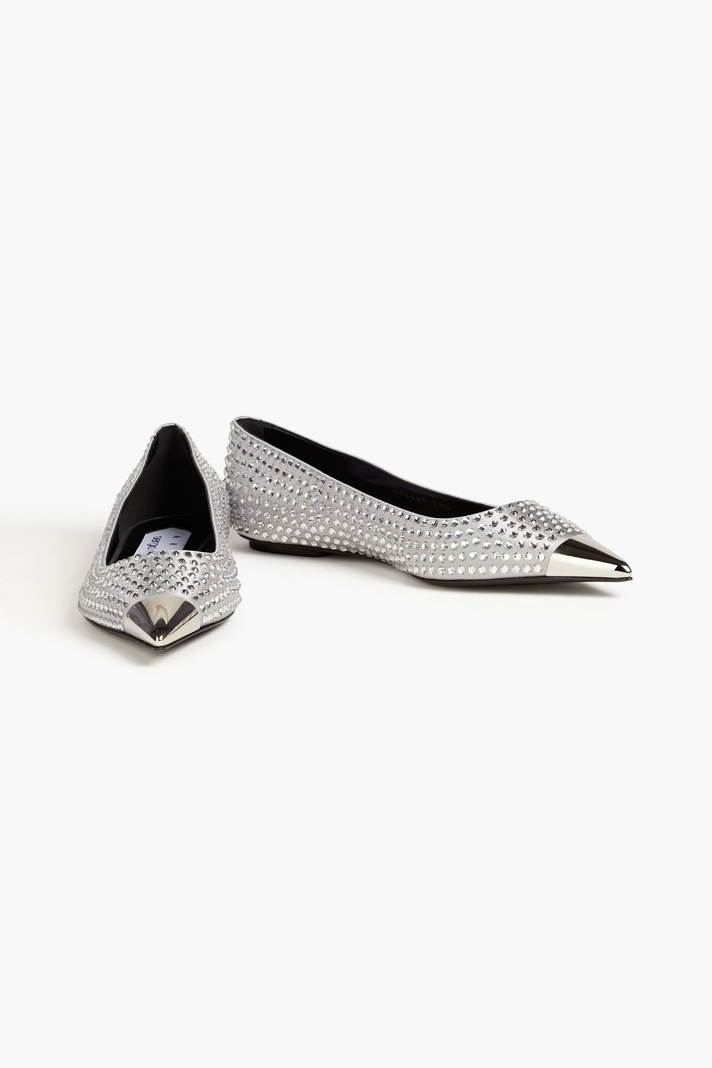 AREA X SERGIO ROSSI Dagger crystal-embellished satin point-toe flats