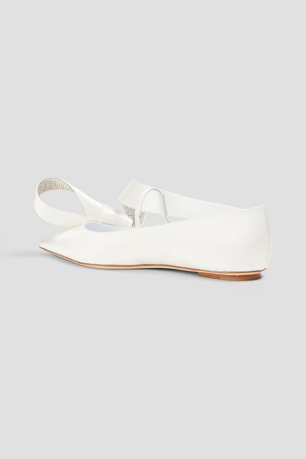 AREA X SERGIO ROSSI Marquise embellished satin point-toe flats