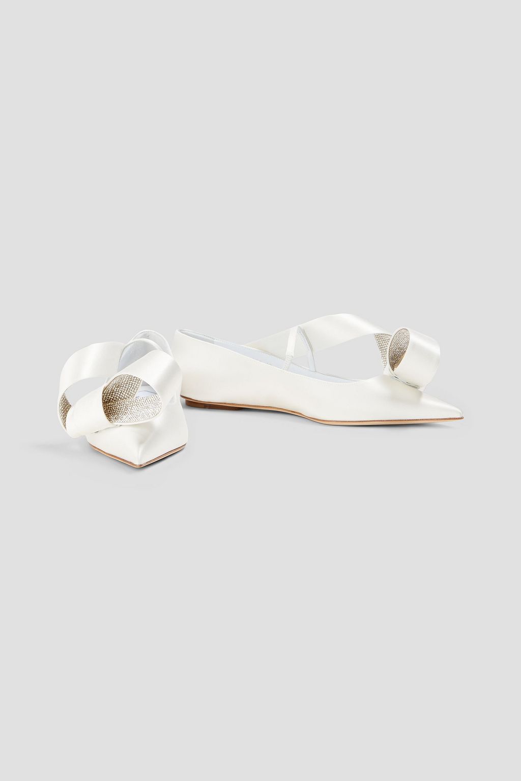 AREA X SERGIO ROSSI Marquise embellished satin point-toe flats