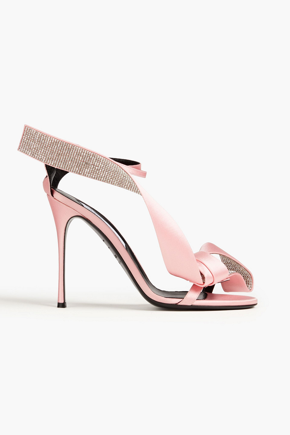 Sergio Rossi Marquise Embellished Satin Sandals In Baby Pink