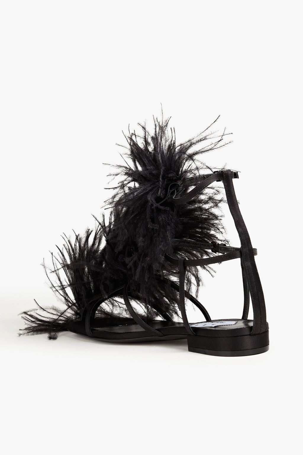 AREA X SERGIO ROSSI Sandalen aus Satin mit Federn