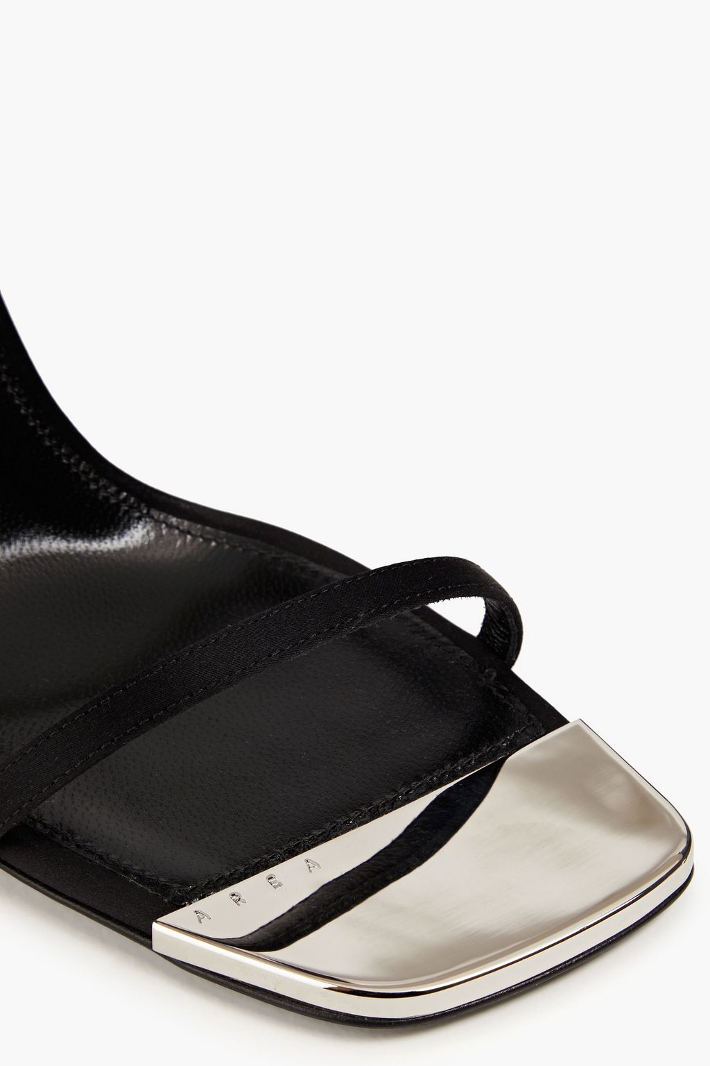 AREA X SERGIO ROSSI Feather-trimmed satin sandals