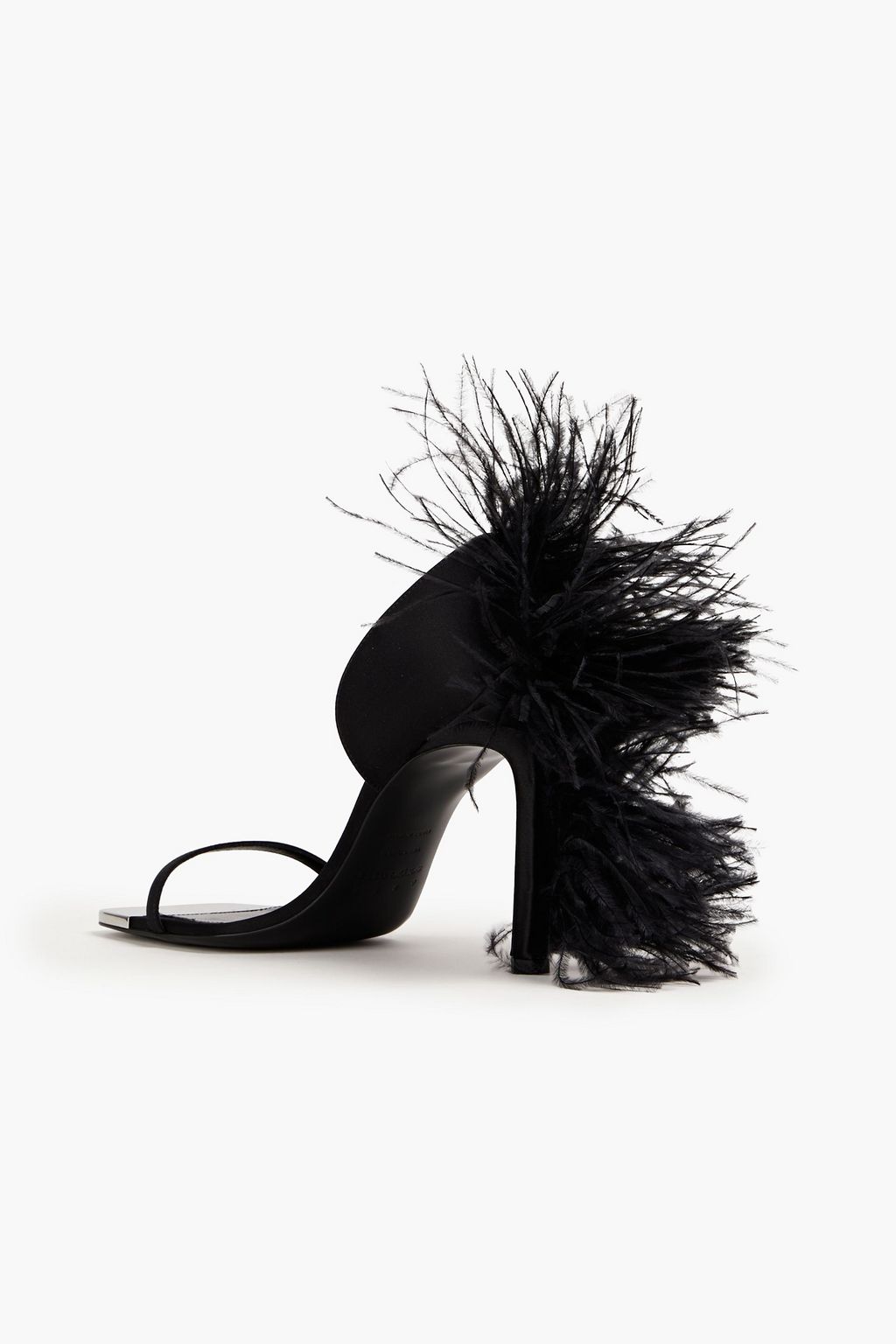 AREA X SERGIO ROSSI Feather-trimmed satin sandals