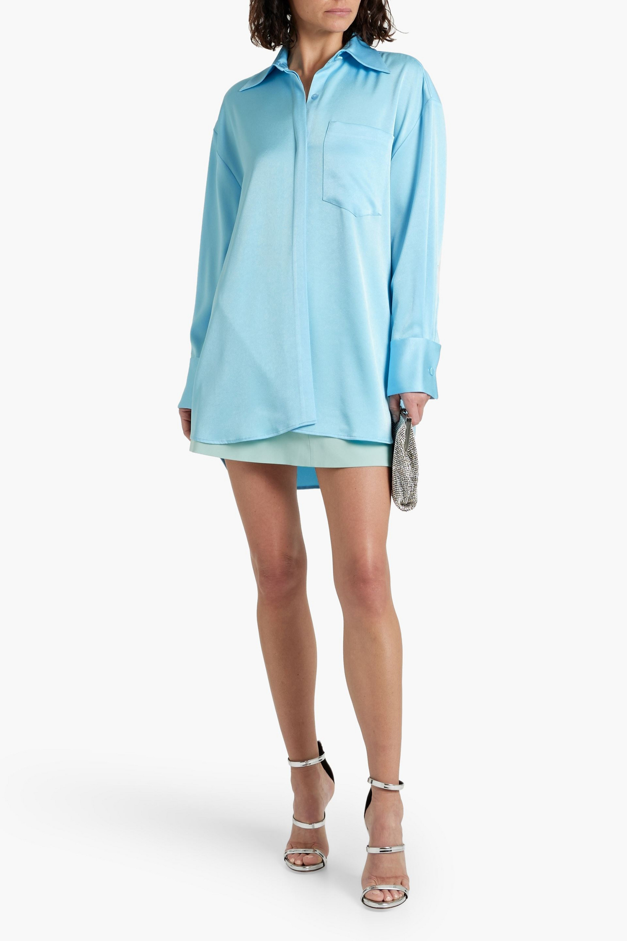 Alex Perry Lovell oversized satin-crepe shirt