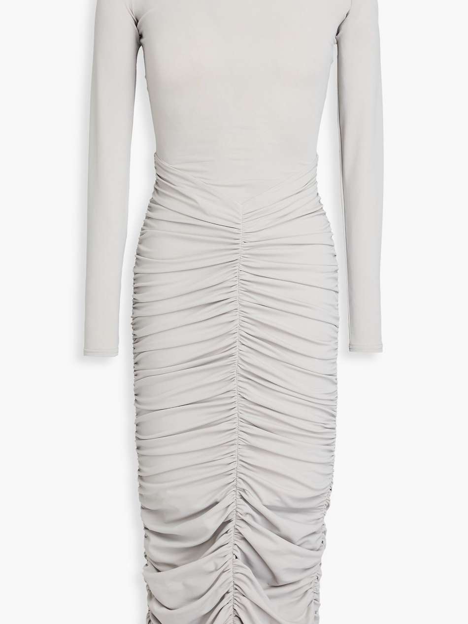 ruched stretch-jersey midi dress