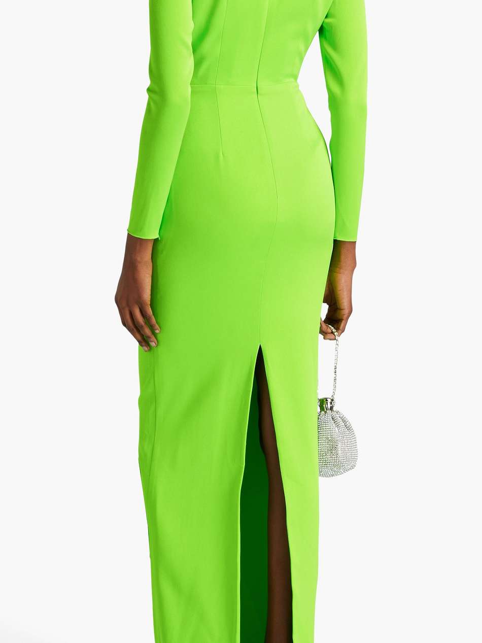 draped neon satin-crepe gown