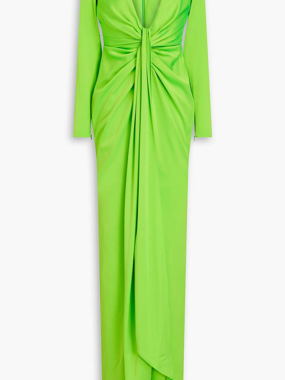 draped neon satin-crepe gown