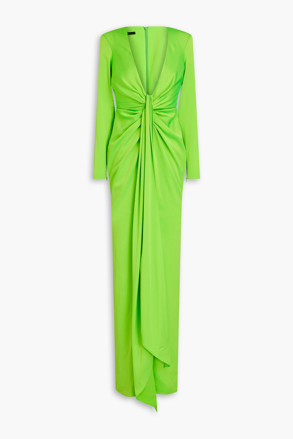 Alex Perry Draped Neon Satin-crepe Gown In Bright Green