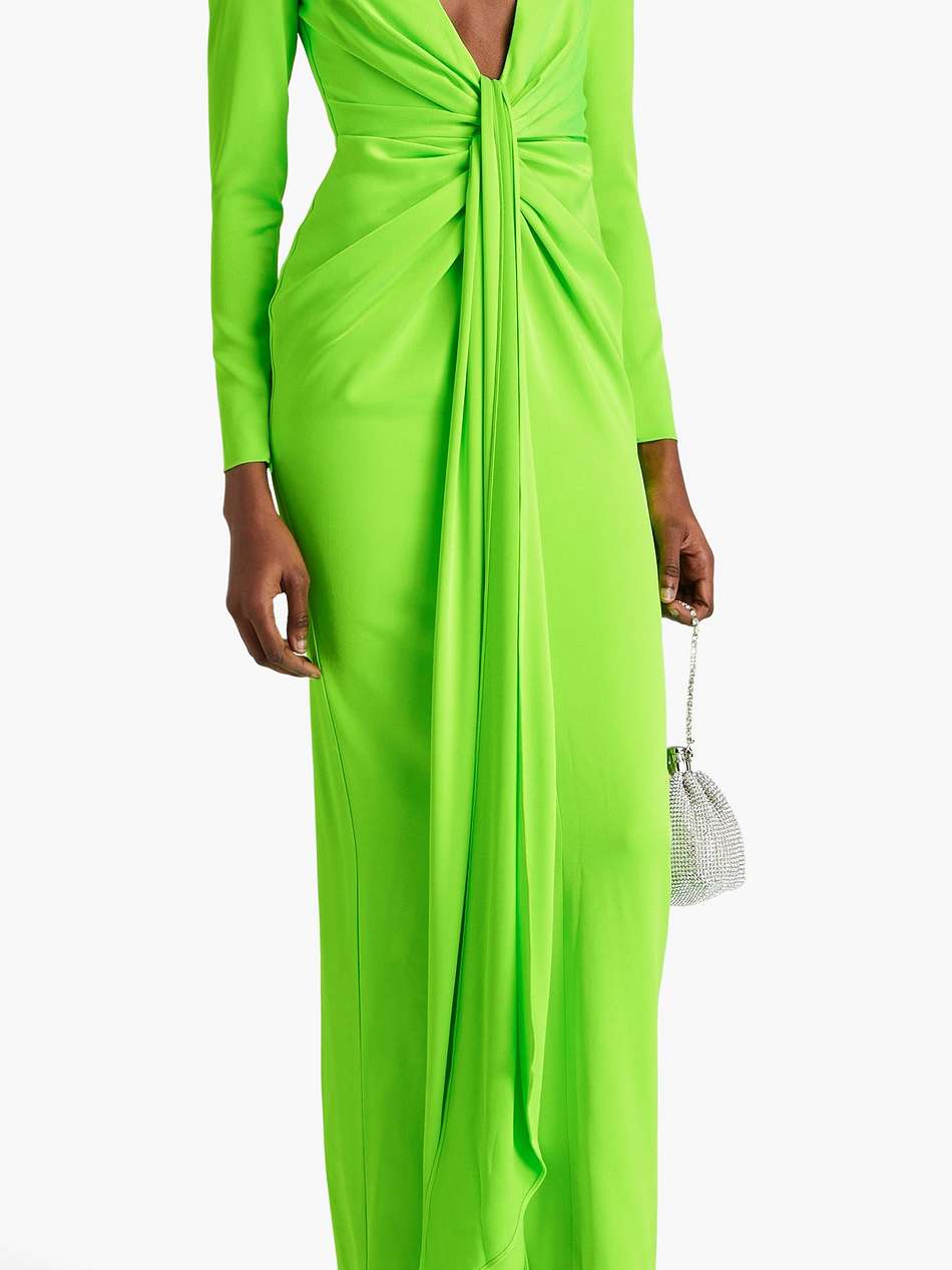 draped neon satin-crepe gown