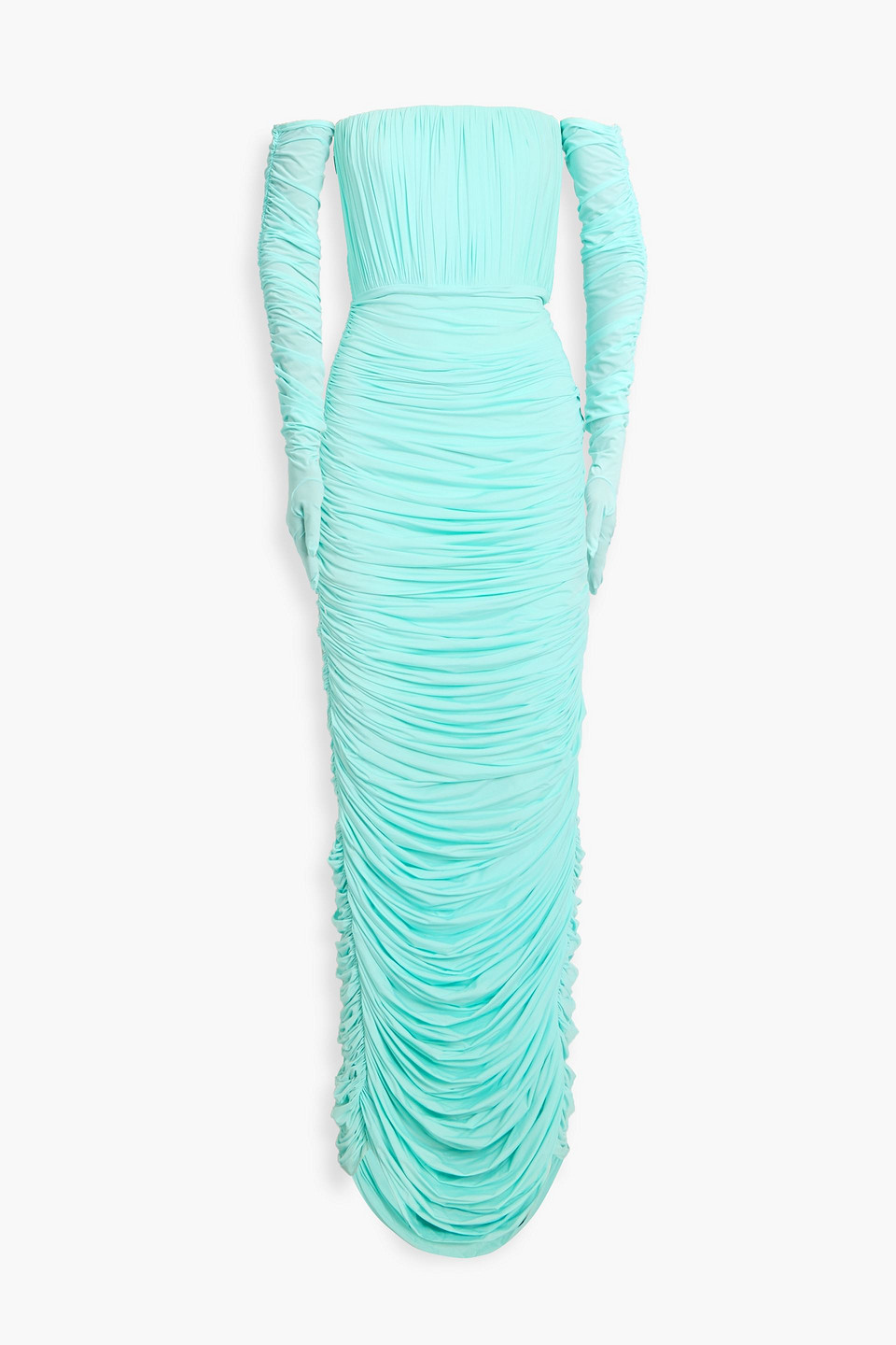 alex perry - haynes strapless ruched stretch-jersey maxi dress - blue - uk 16