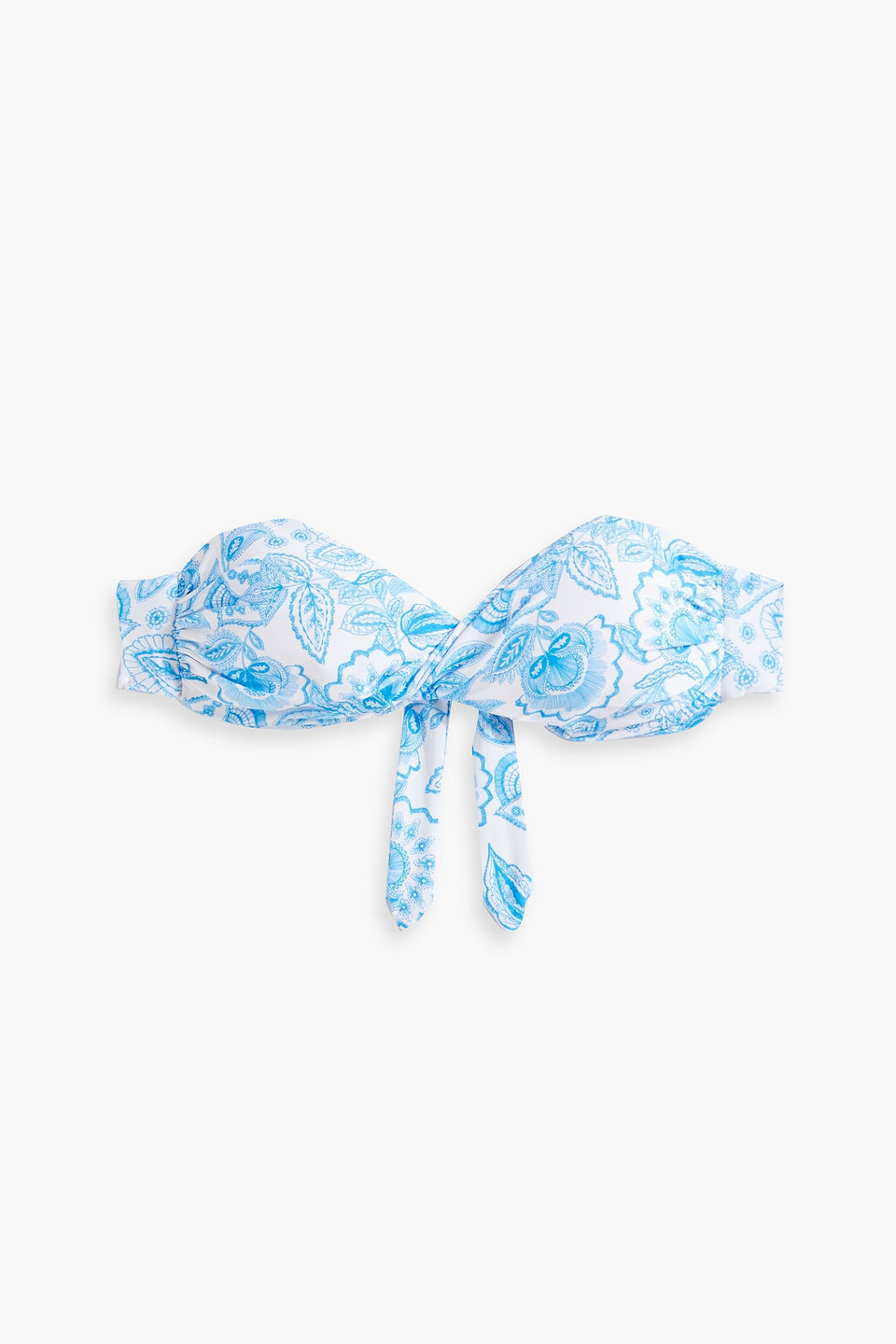 Melissa Odabash Martinique Twisted Printed Bandeau Bikini Top In Azure