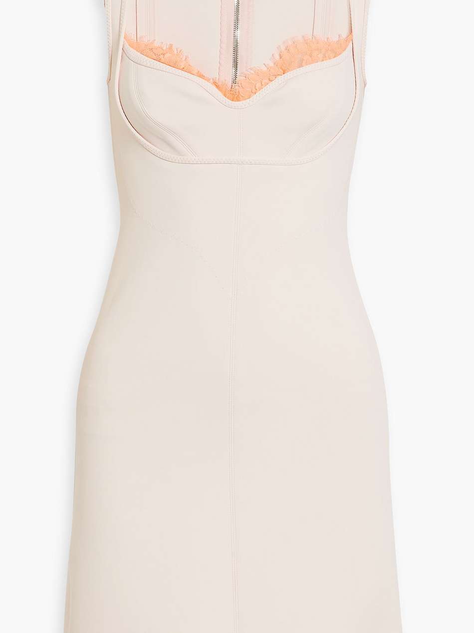 lace-trimmed scuba mini dress