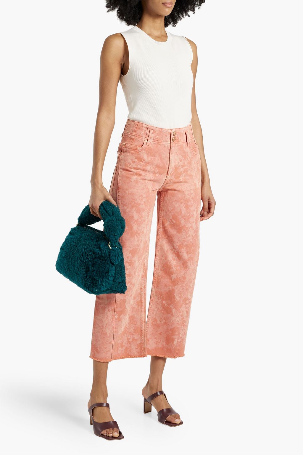 ULLA JOHNSON Thea cropped acid-wash high-rise straight-leg jeans