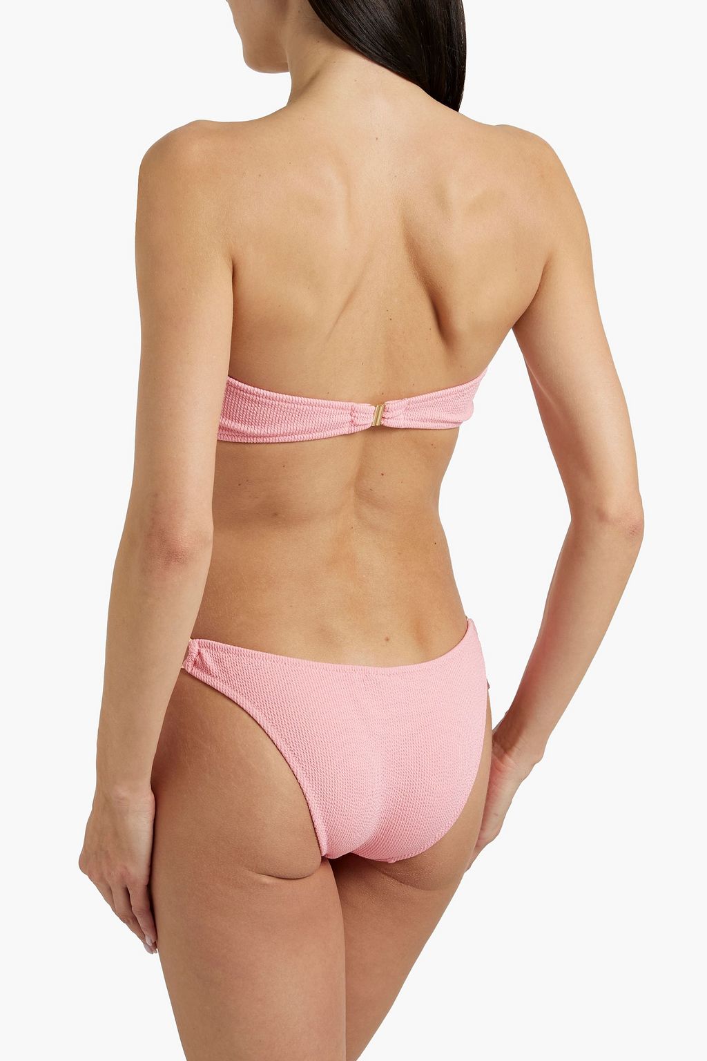 MELISSA ODABASH Tortola embellished seersucker bandeau bikini top