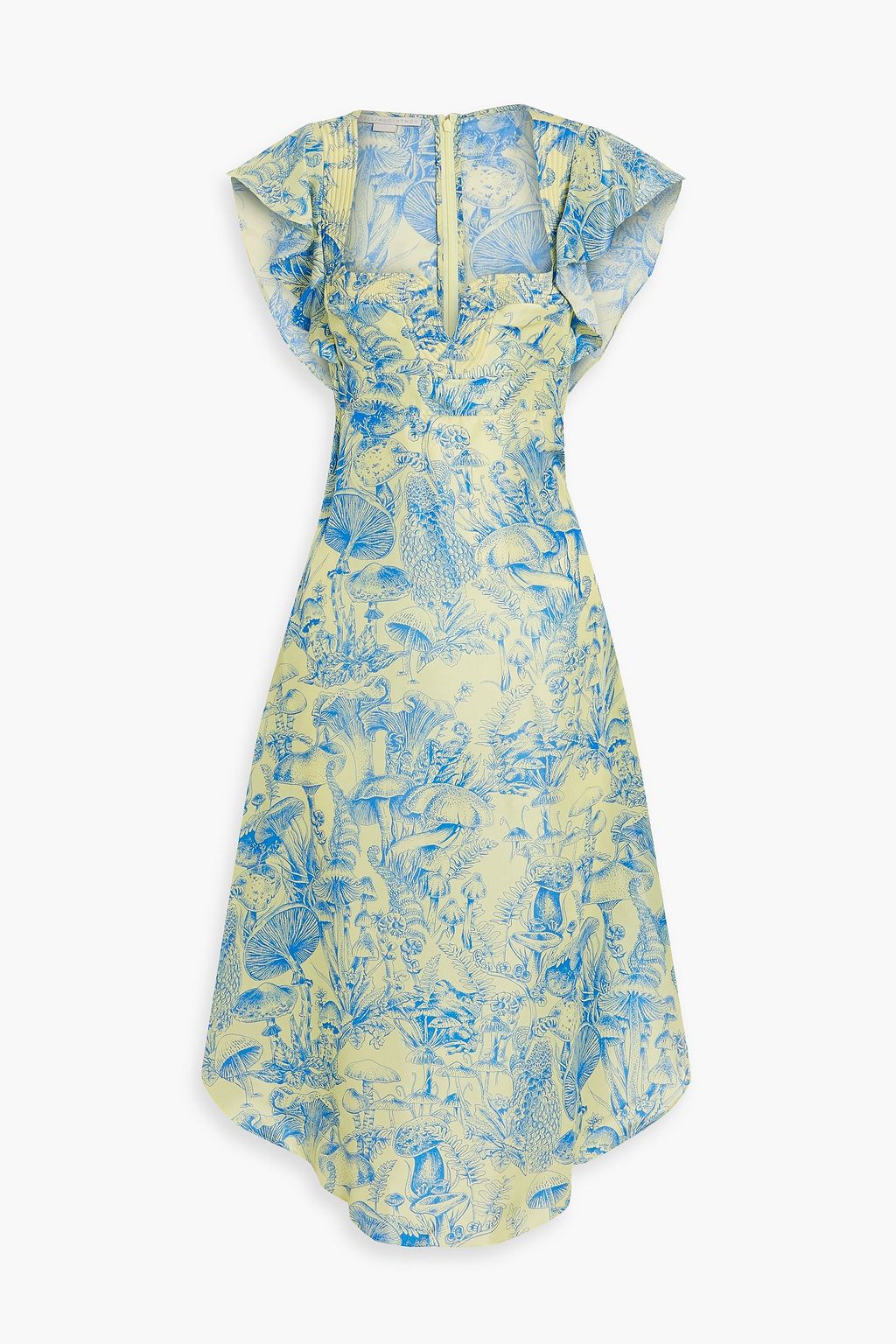 Ruffled printed washed-silk midi dress