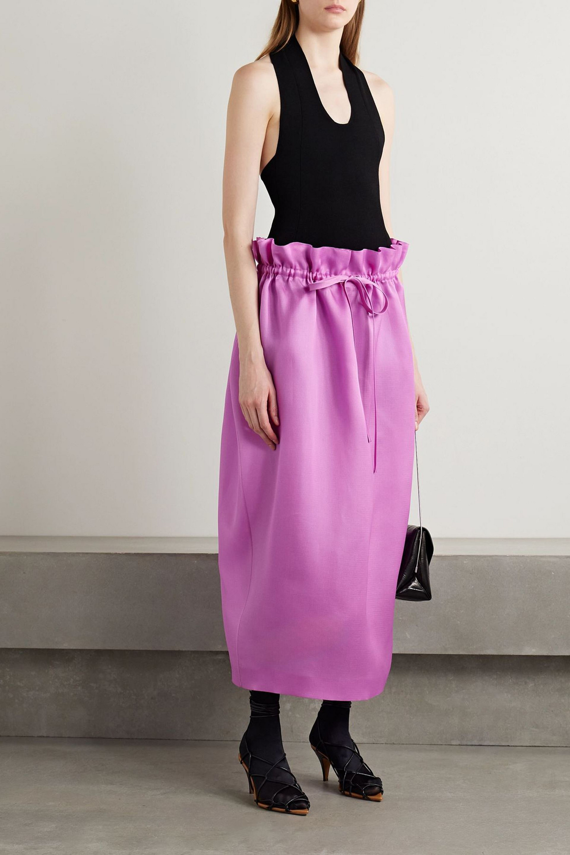 KHAITE Ember gathered silk-gazar maxi skirt