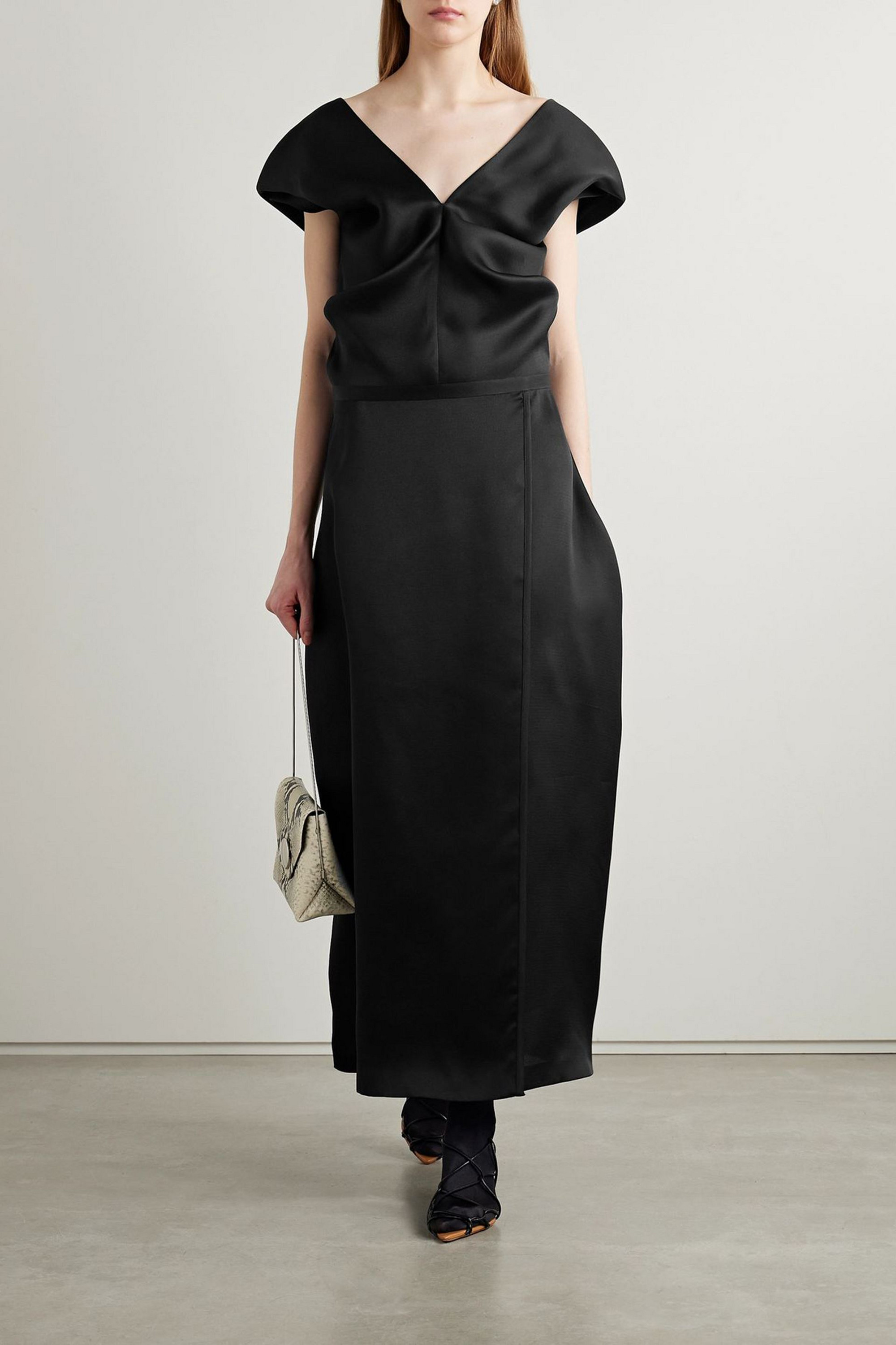 KHAITE Mila wrap-effect silk-gazar maxi skirt