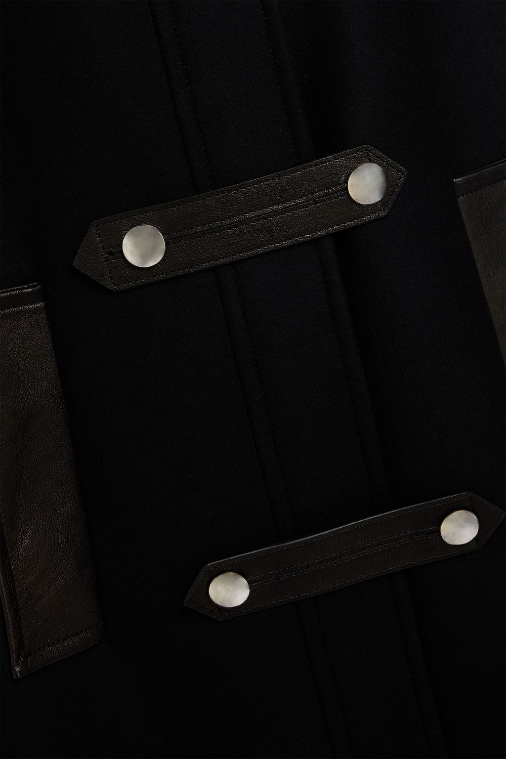KHAITE Leather-trimmed wool-blend coat