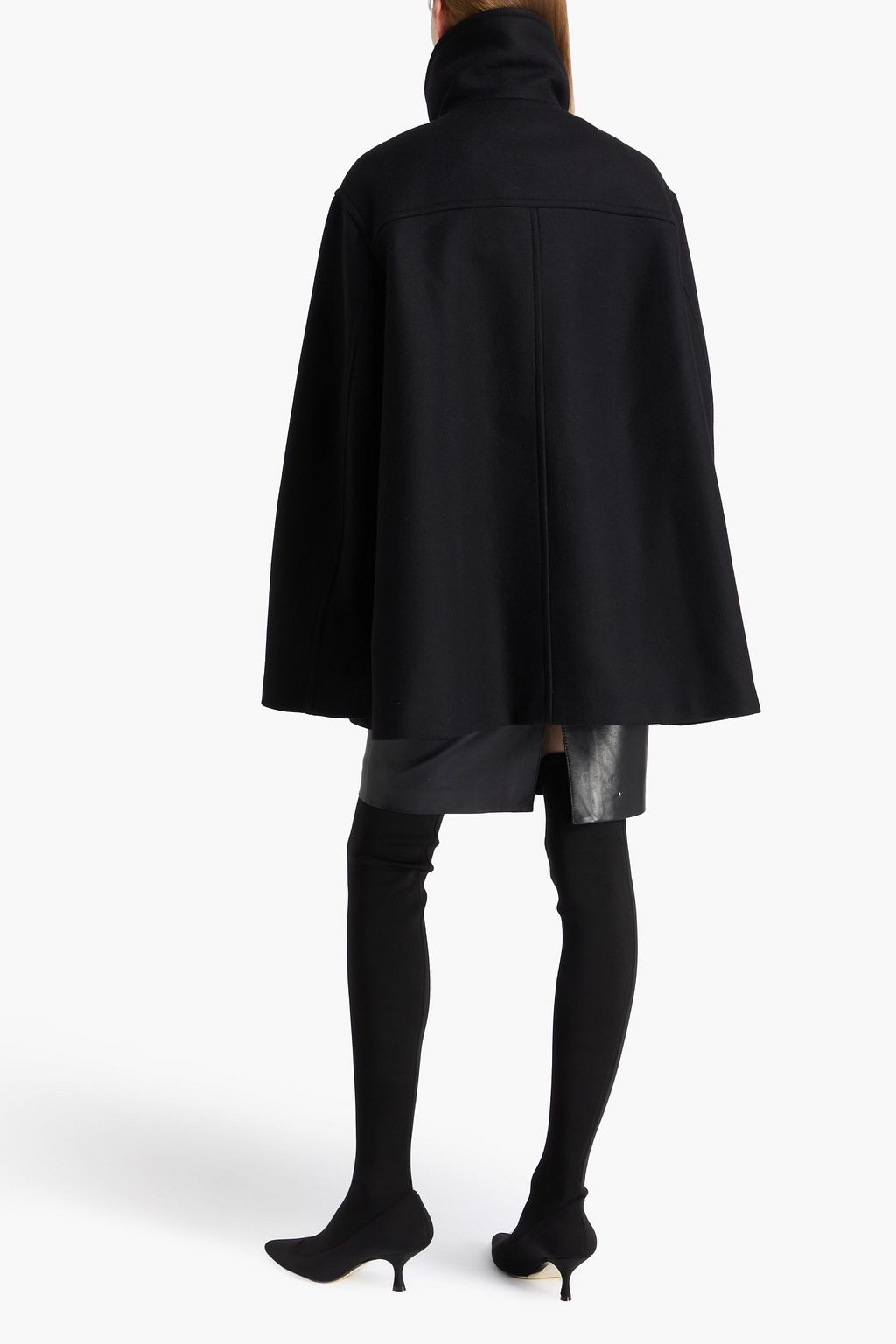 KHAITE Leather-trimmed wool-blend coat