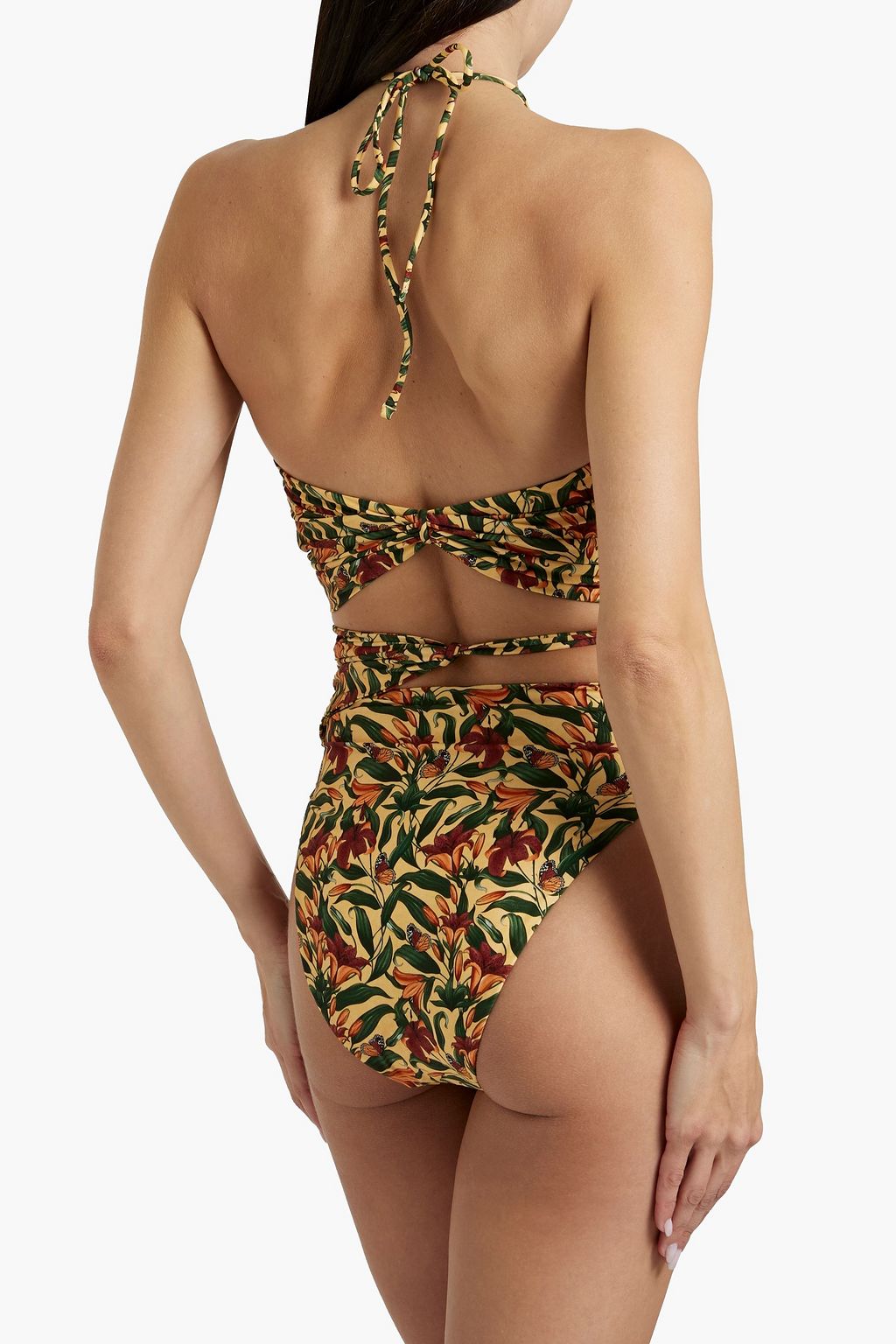 AGUA BY AGUA BENDITA Amatista Monarca cutout floral-print high-rise bikini briefs 