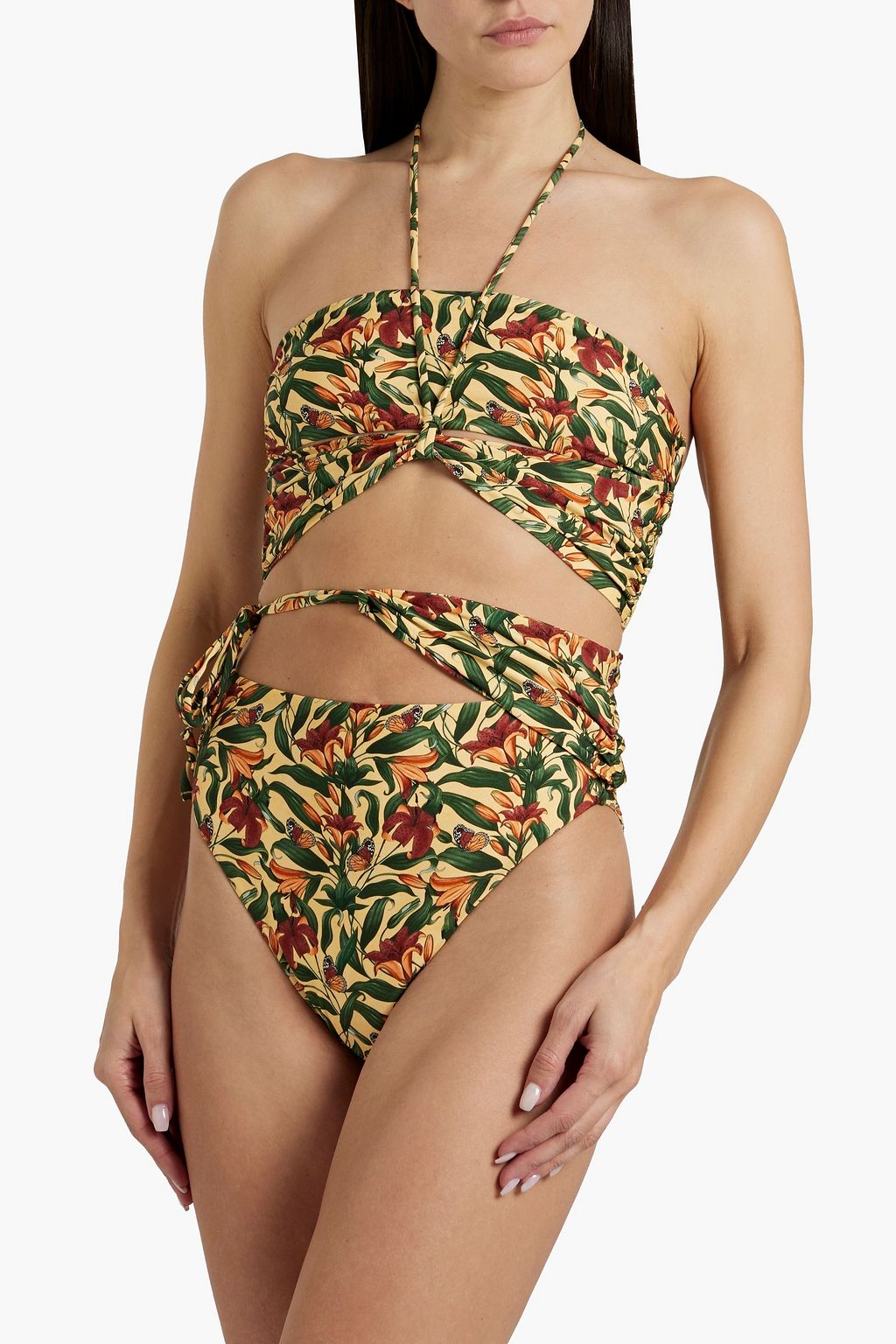 AGUA BY AGUA BENDITA Amatista Monarca cutout floral-print high-rise bikini briefs 