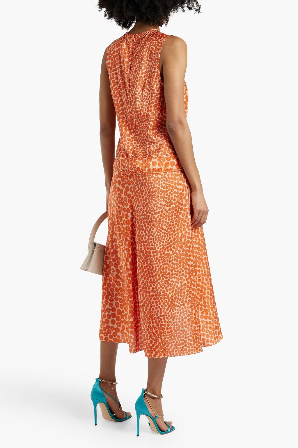 STELLA MCCARTNEY Floral-print silk-satin midi dress