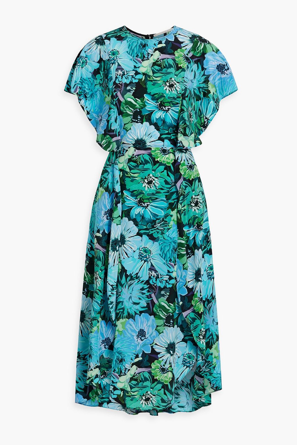 STELLA MCCARTNEY Ruffled floral-print silk crepe de chine midi