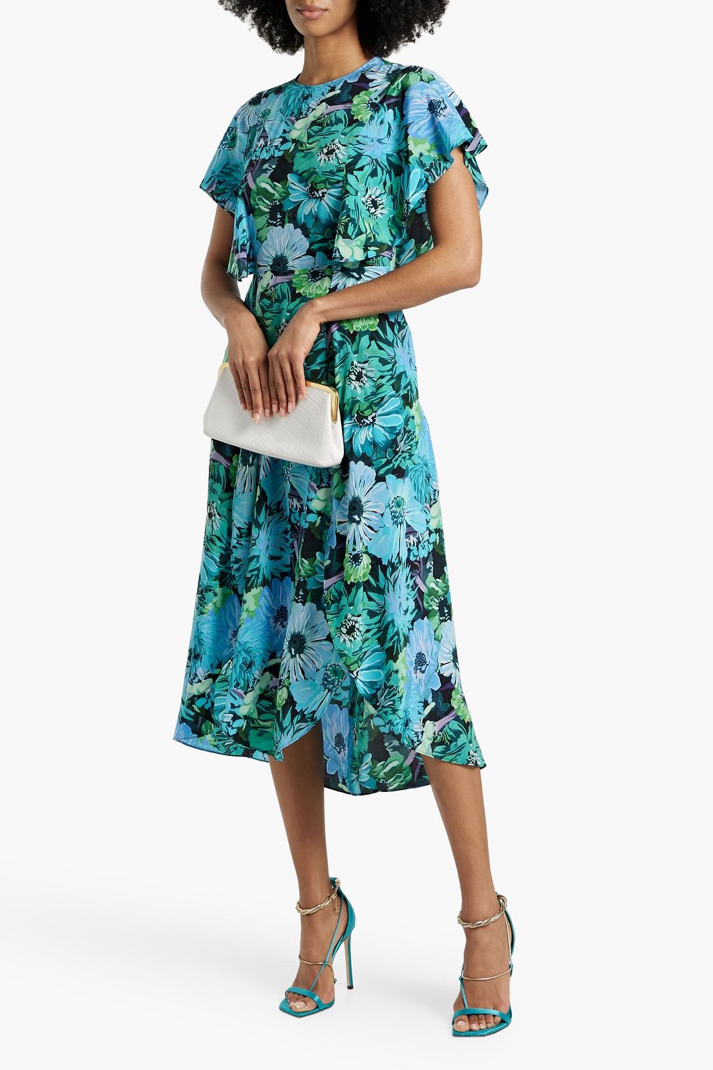 STELLA MCCARTNEY Floral-print silk crepe de chine midi dress