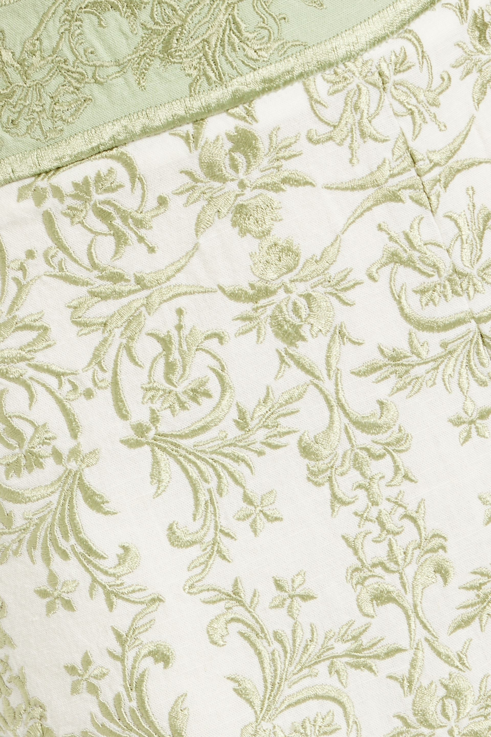 alice + olivia Donald embroidered cotton and linen-blend shorts