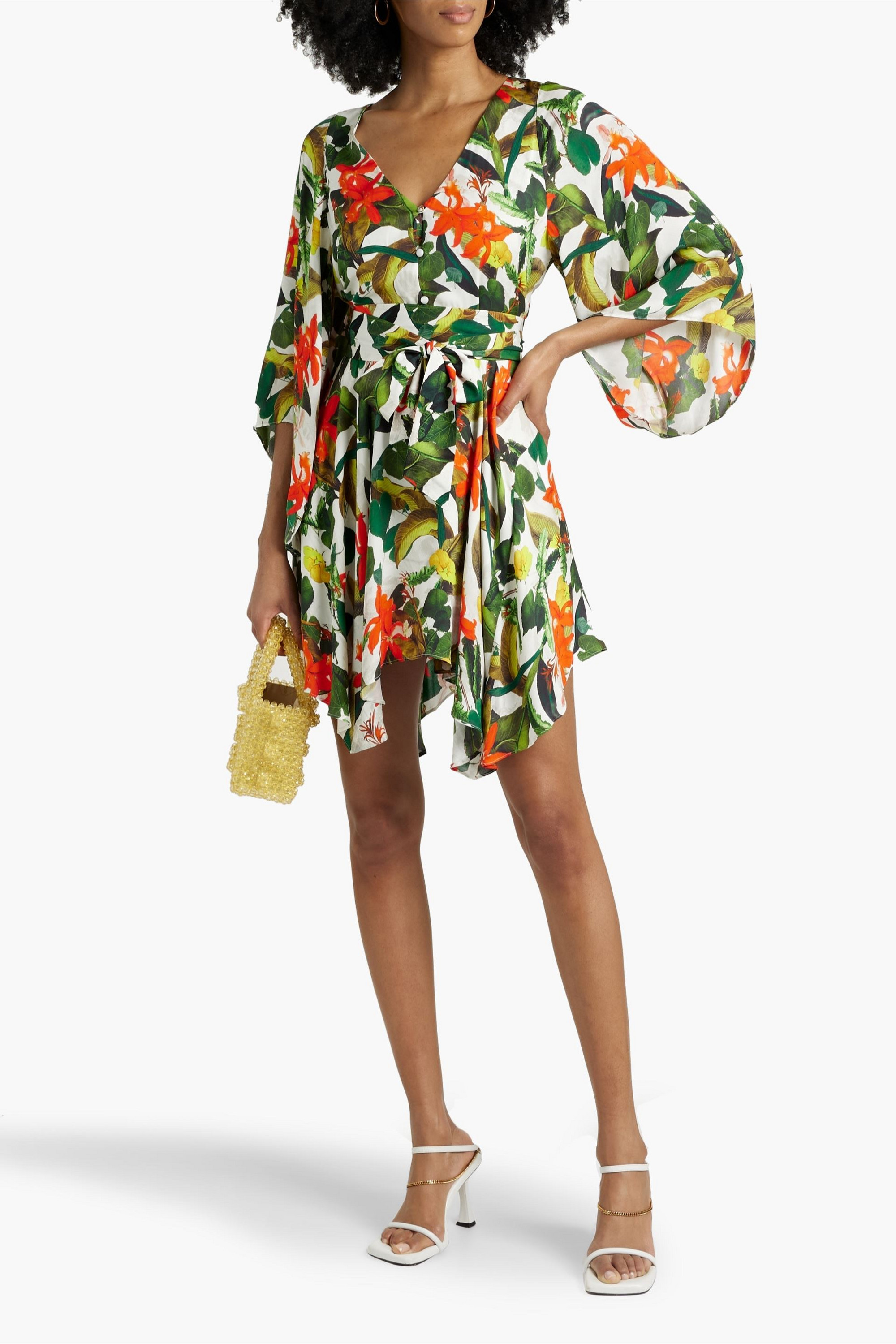 alice + olivia Marva floral-print sateen mini dress