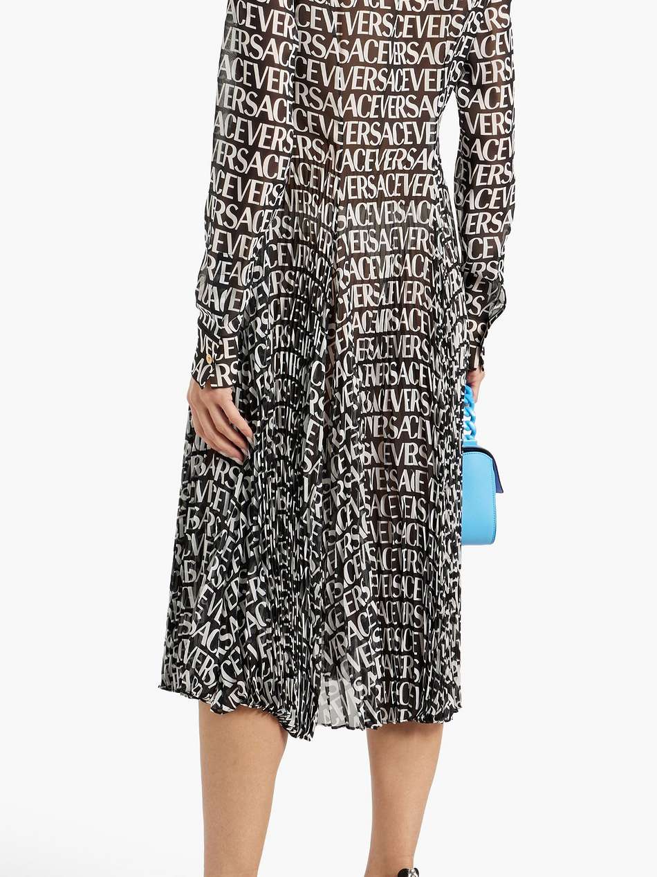 logo-print silk-chiffon midi dress