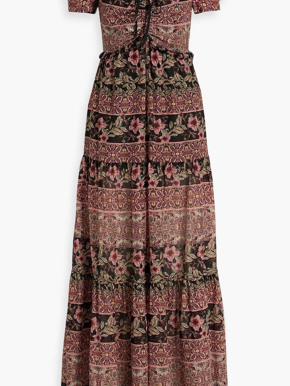 andrea tiered cotton and silk-blend maxi dress