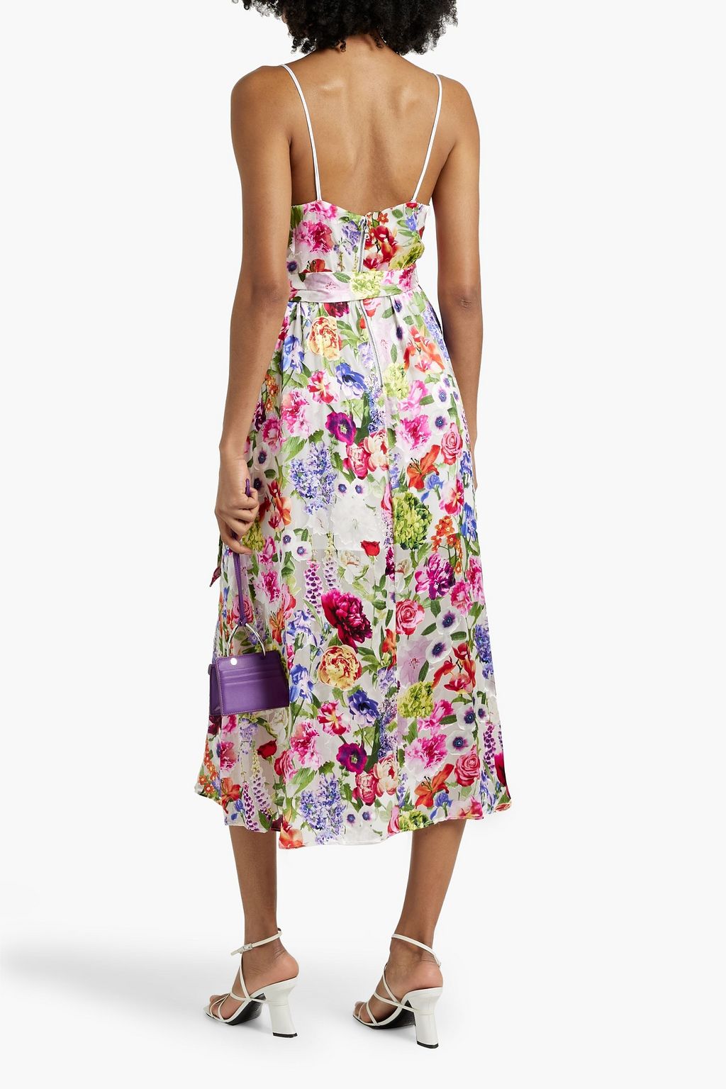 ALICE + OLIVIA フィルクーペシフォン ミディワンピース フローラルプリント