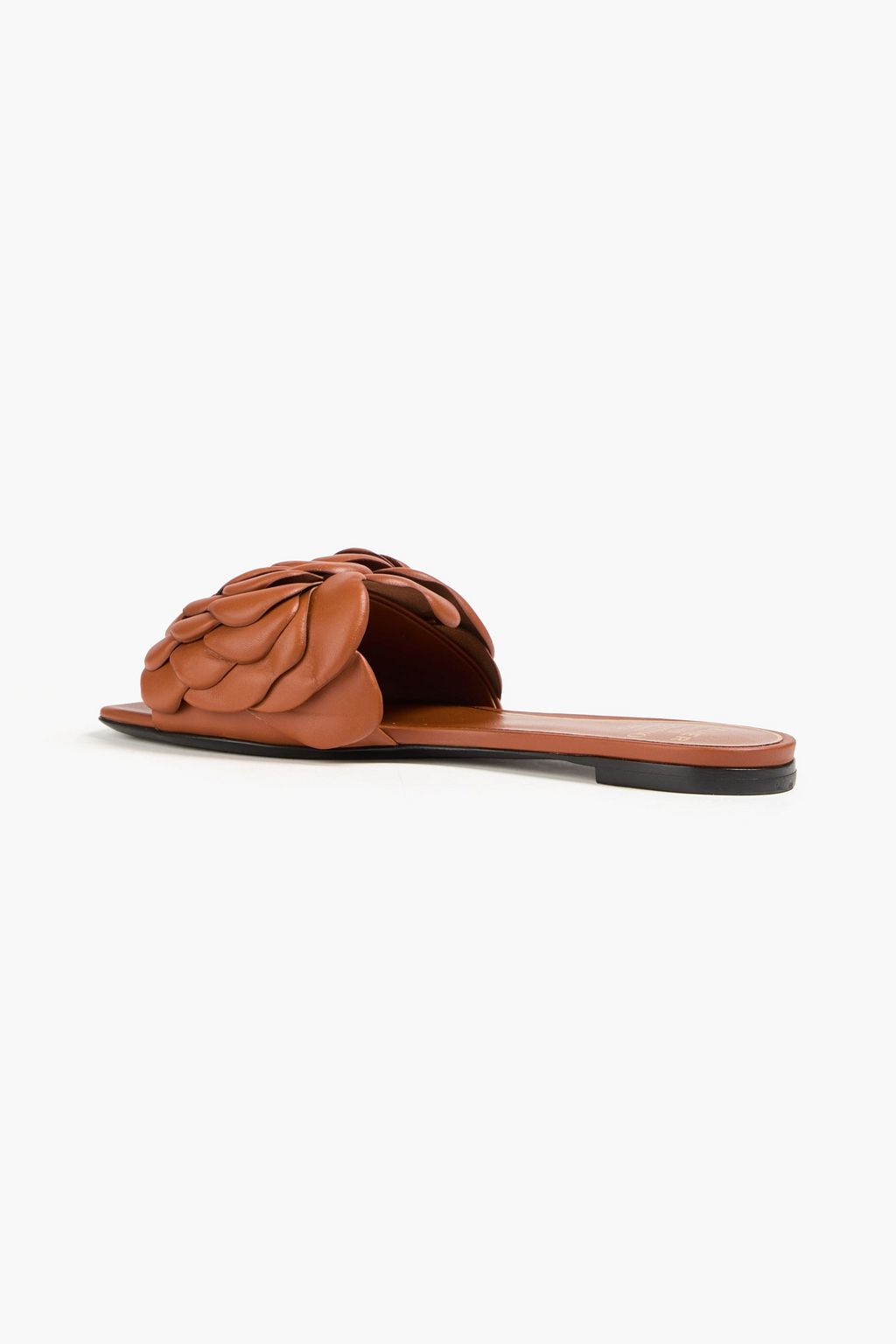 VALENTINO GARAVANI Floral-appliquéd leather slides