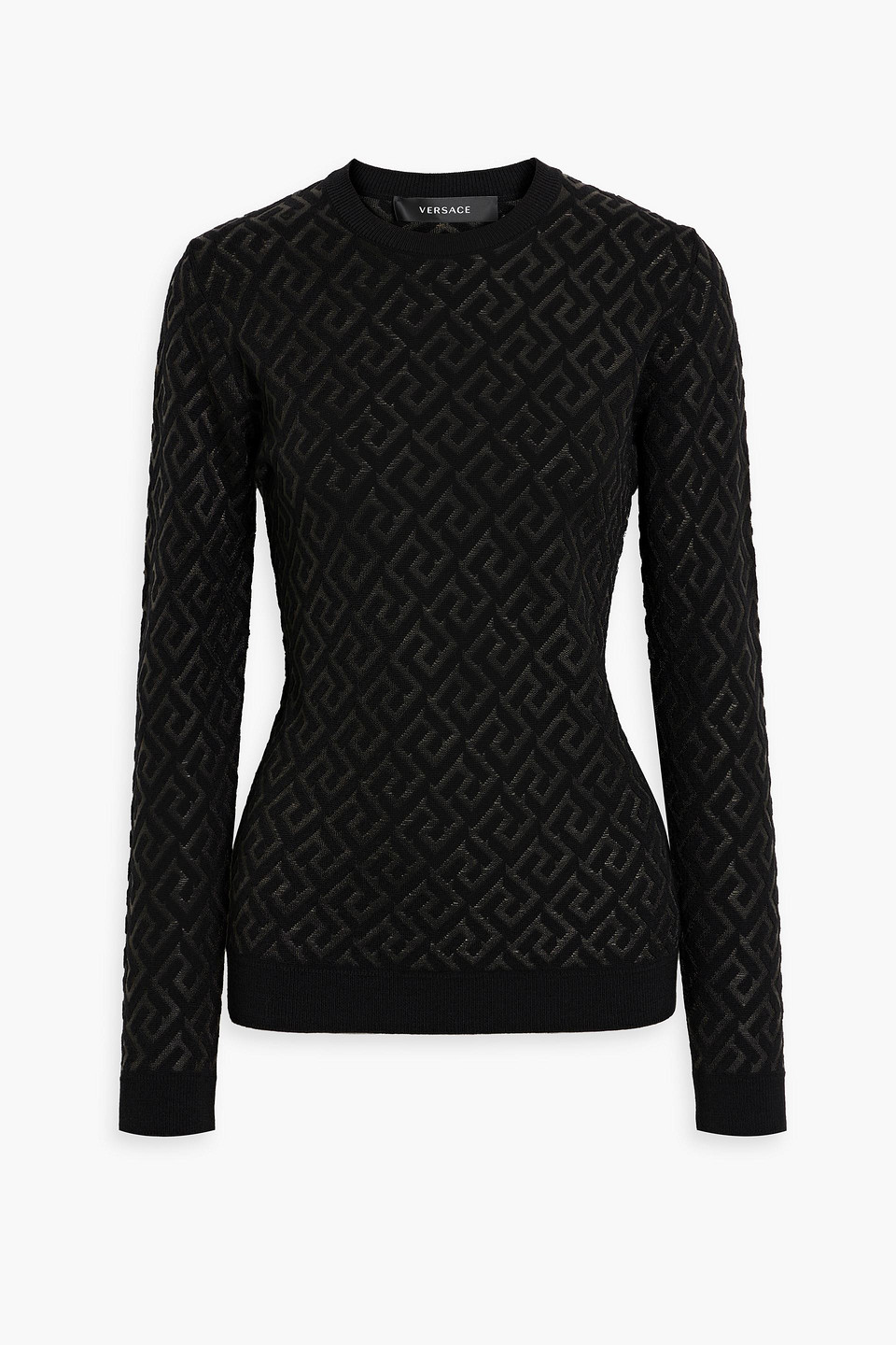 Versace Wool-blend Jacquard Sweater In Black