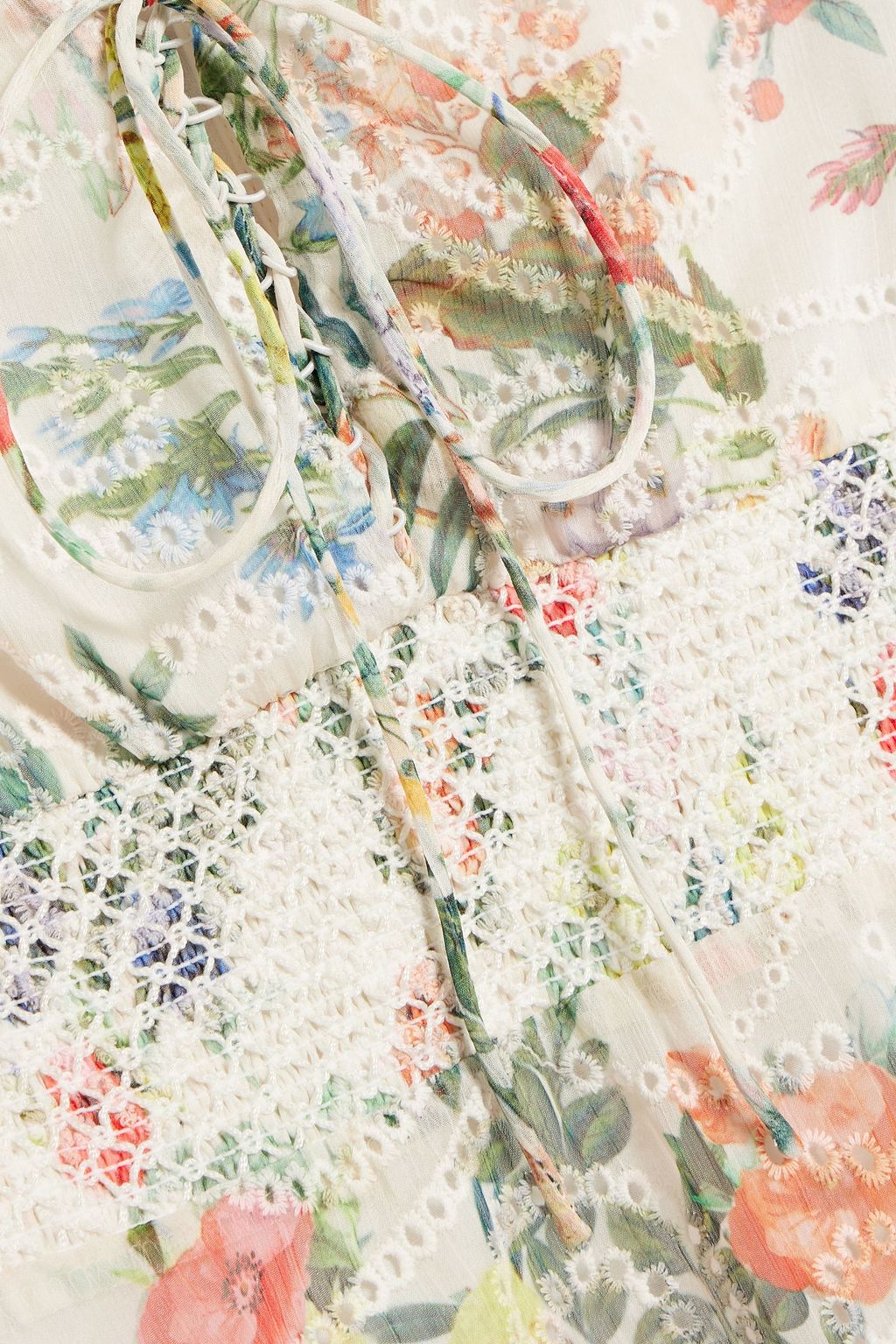 ALICE + OLIVIA Kristie floral-print broderie anglaise chiffon mini dress