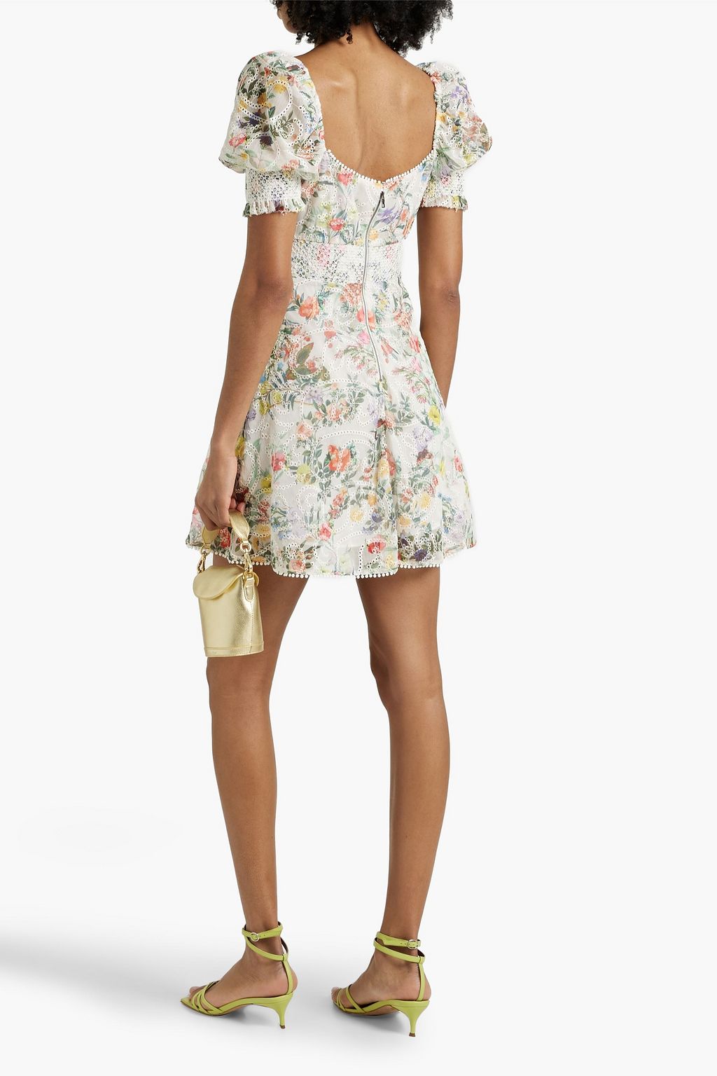 ALICE + OLIVIA Kristie floral-print broderie anglaise chiffon mini dress