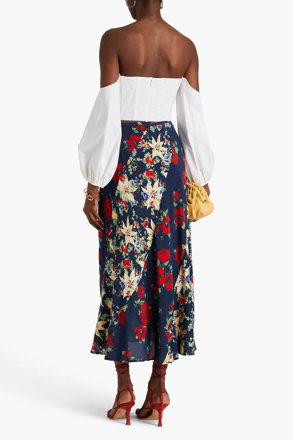 RIXO Hudson floral-print crepe de chine midi skirt
