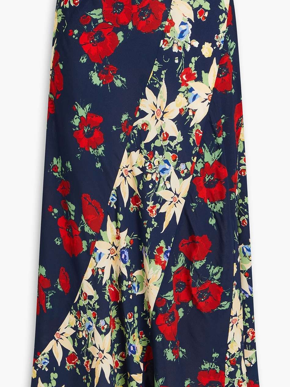 hudson floral-print crepe de chine midi skirt