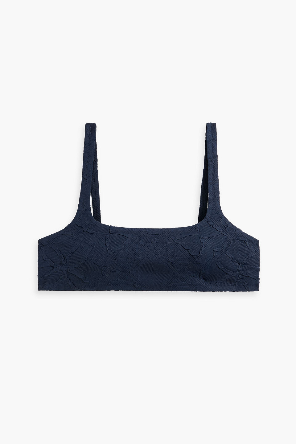 Agua By Agua Bendita Lluvia La Fania Marino Cloqué Bikini Top In Navy