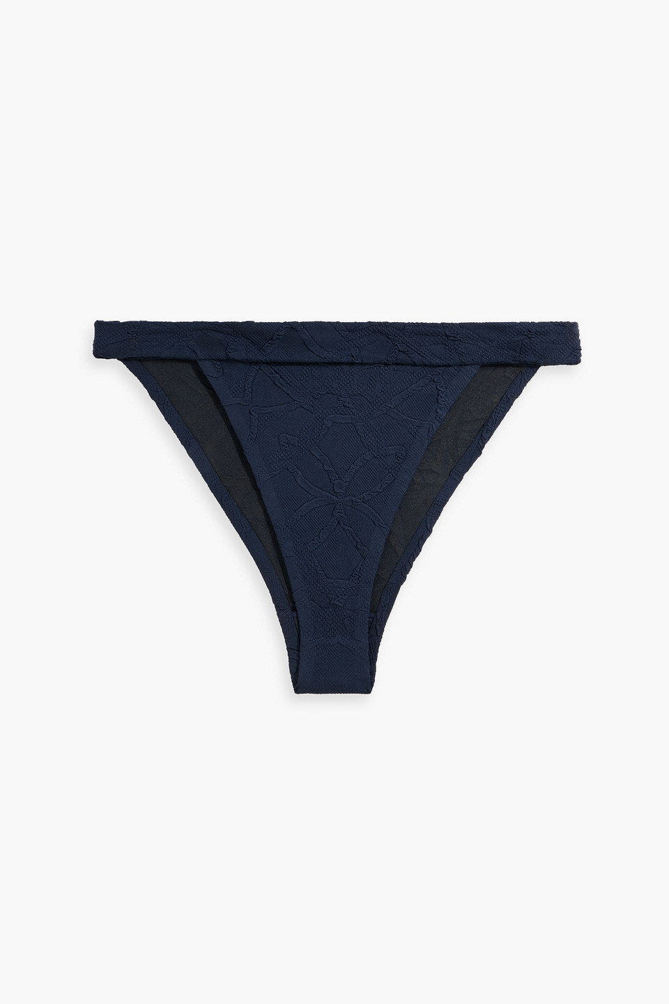 Agua By Agua Bendita Lluvia La Fania Marino Cloqué High-rise Bikini Briefs In Navy