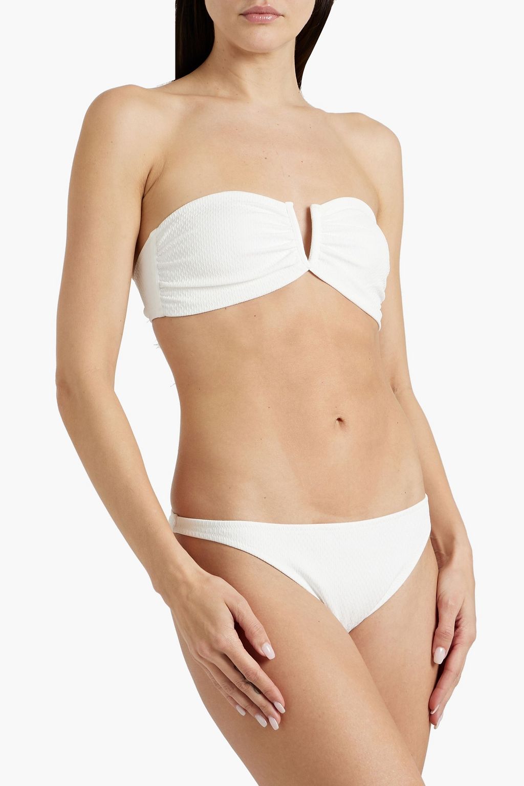 MELISSA ODABASH Alba stretch-seersucker bandeau bikini top