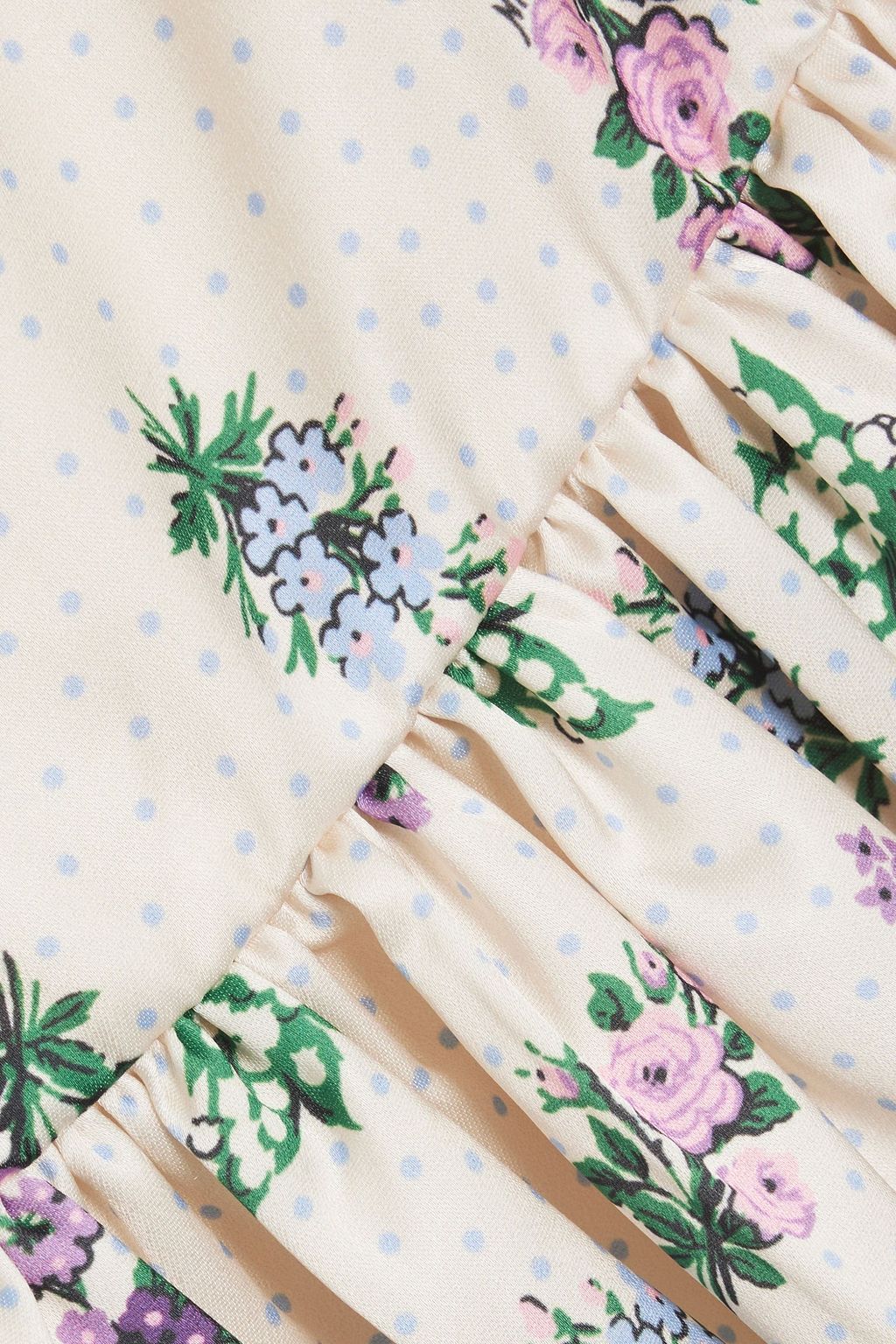 HVN Florence gathered printed satin maxi dress