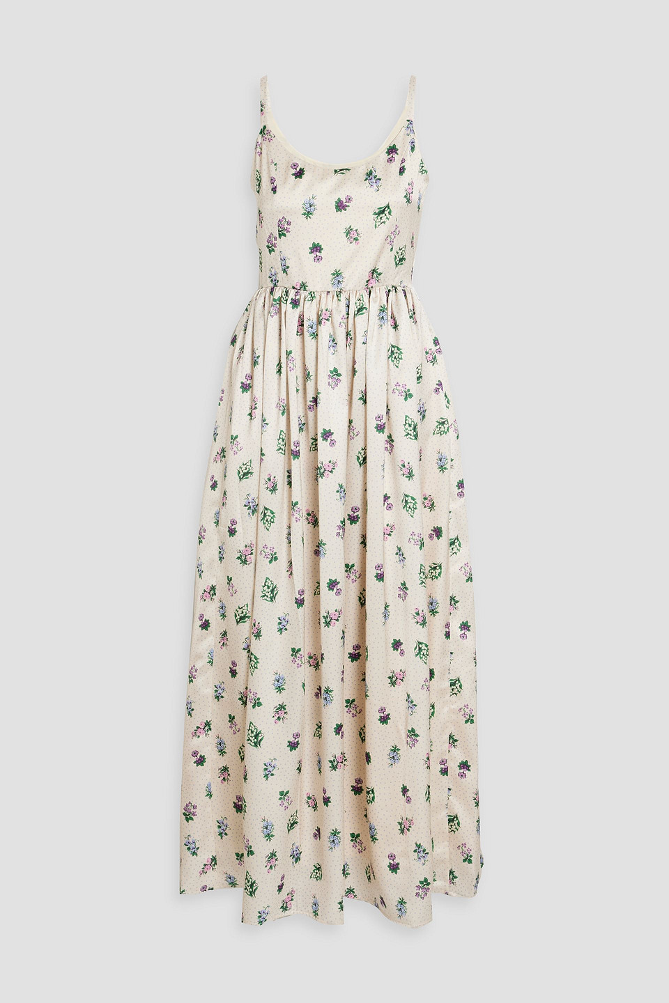 Florence gathered printed satin maxi dress