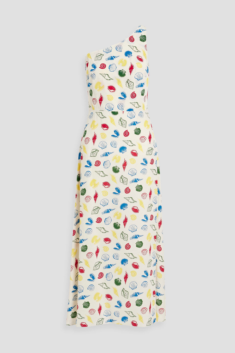 Shop Hvn Elena One-shoulder Floral-print Crepe Maxi Dress In Cream