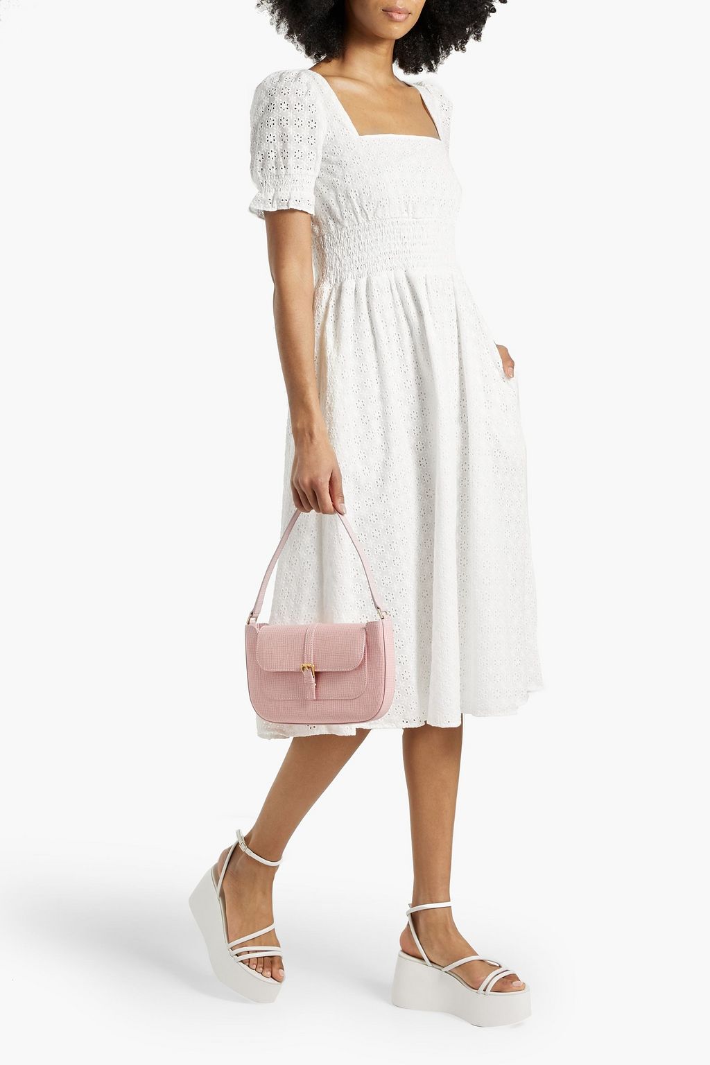 HVN Holland broderie anglaise cotton midi dress