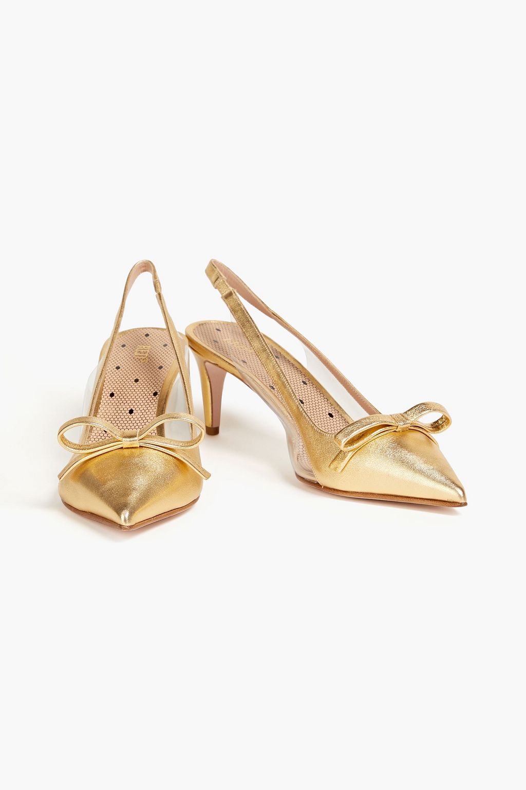 RED(V) Buckled leather slingback pumps