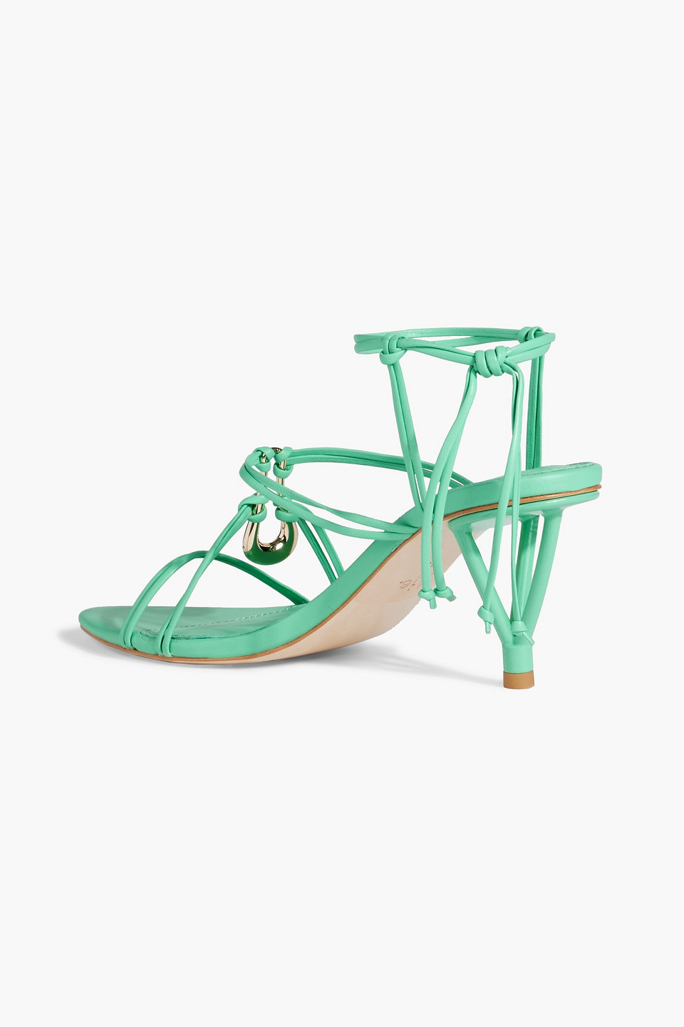 Shop Aje Leda Embellished Leather Sandals In Mint