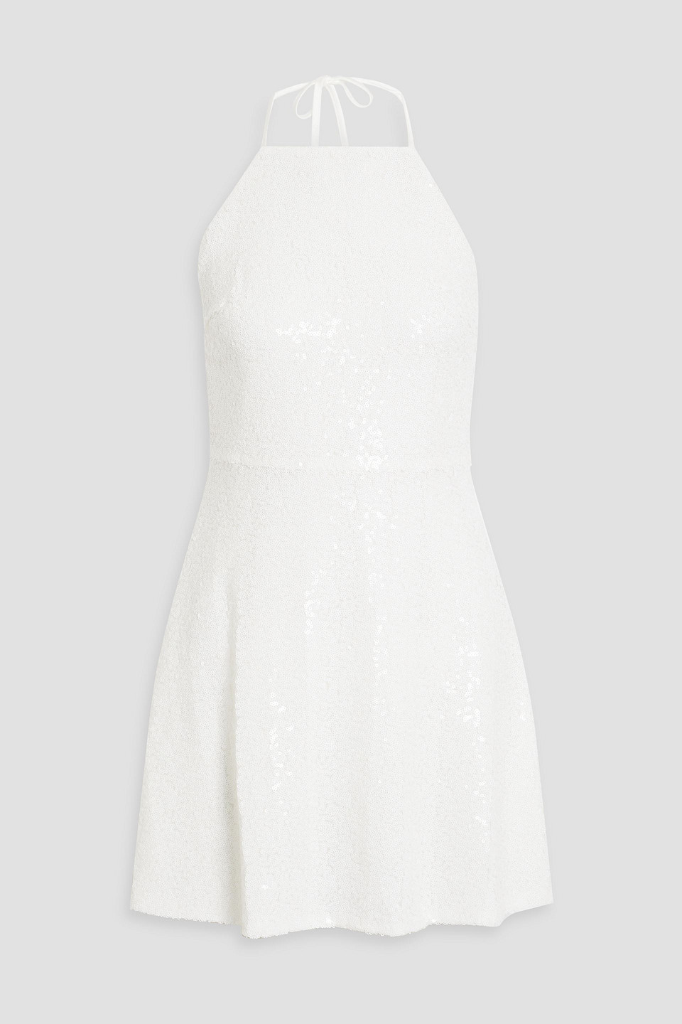 Hvn Sequined Mesh And Cotton Mini Dress In White