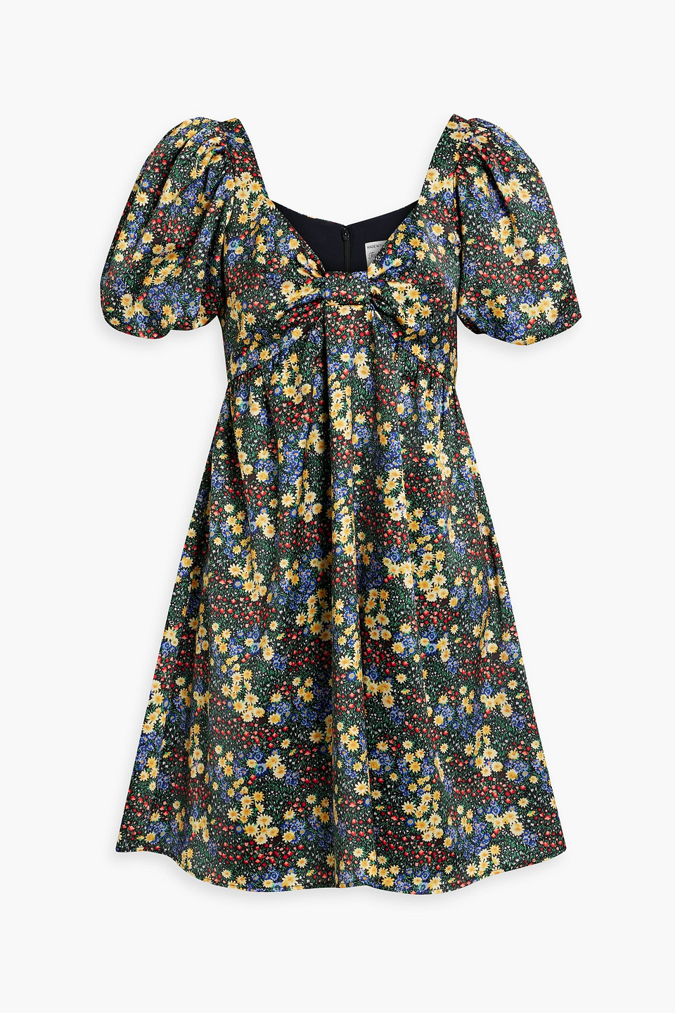 Shop Hvn Quinn Floral-print Tencel™ Mini Dress In Black